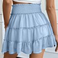 thumbnail image 5 of RYRJJ Flowy Shorts for Women Boho Ruffled Tiered Skorts Casual High Waisted Tennis Golf Comfy Mini Skirts with Inner Shorts(Light Blue,L), 5 of 5