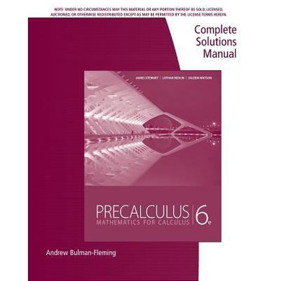 Pre-Owned Precalculus: Complete Solutions Manual - Mathematics for Calculus, 6th Edition (Paperback) 0840068808 9780840068804