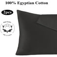 thumbnail image 7 of 100% Egyptian Cotton Pillow Protectors Set of 2, 600 Thread Count Standard Size Bed Pillow Cases with Zipper, Sateen Weave Cooling Pillow Cases Quiet and Breathable Easy Care (2PCS, Standard, Black), 7 of 7