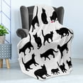 thumbnail image 4 of Cat Soft Flannel Fleece Throw Blanket, Black Cat Silhouettes in Different Poses Domestic Pets Kitty Paws Tail and Whiskers, Cozy Plush for Indoor and Outdoor Use, 60" x 80", Black White, by Ambesonne, 4 of 5