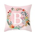 thumbnail image 1 of ziyahi Pillowcase Alphabet Design Floral Printed Pattern Pillow Cover Home Office Sofa Cushion Case, B, 1 of 8