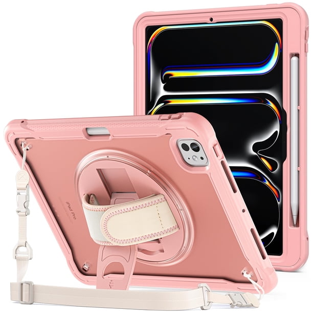 Funda ProCase Rugged para iPad Pro 11 2024 M4 con lápiz rosa