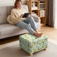 thumbnail image 3 of Xoenoiee Lemon Flower Leaves Print Ottoman Covers Square, Stretch Ottoman Slipcover Washable Footstool Slipcover Pouffe Cover, Furniture Protector for Sofa Storage, L, 3 of 7