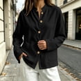 thumbnail image 3 of LUVDA Women's Corduroy Button Cardigan Fall Winter Band Collar Patch Pocket Shacket, 3 of 6