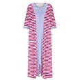 thumbnail image 2 of Aboser Womens Zip Up Nightgown Fashion Striped Print Sleepwer Casual Zipper Front House Robes Loose Square Neck Housecoat Loose Long Sleeve Loungewear with Pockets, 2 of 5