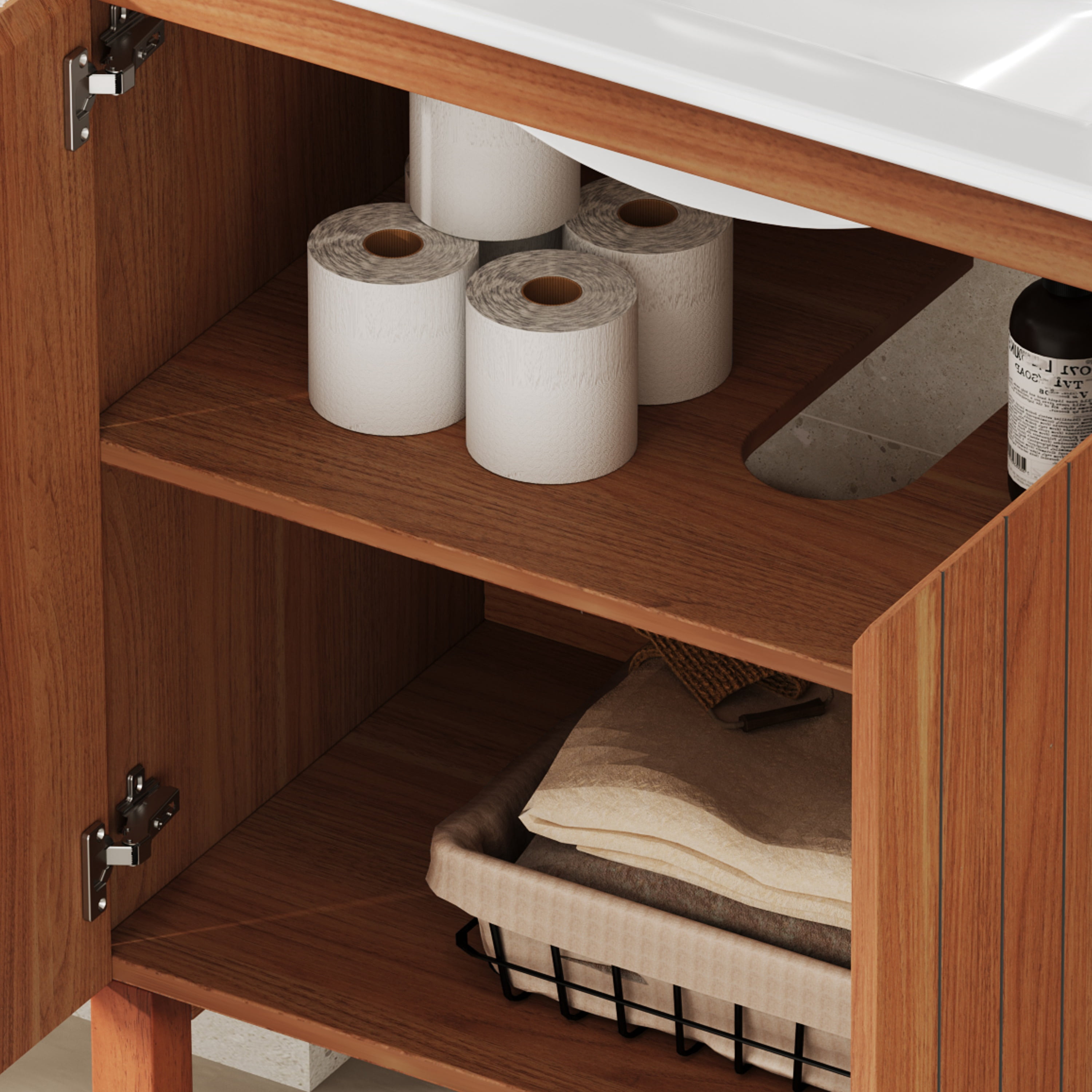 Euroco 30" Modern Bathroom Vanity with Ceramic Sink,Natural