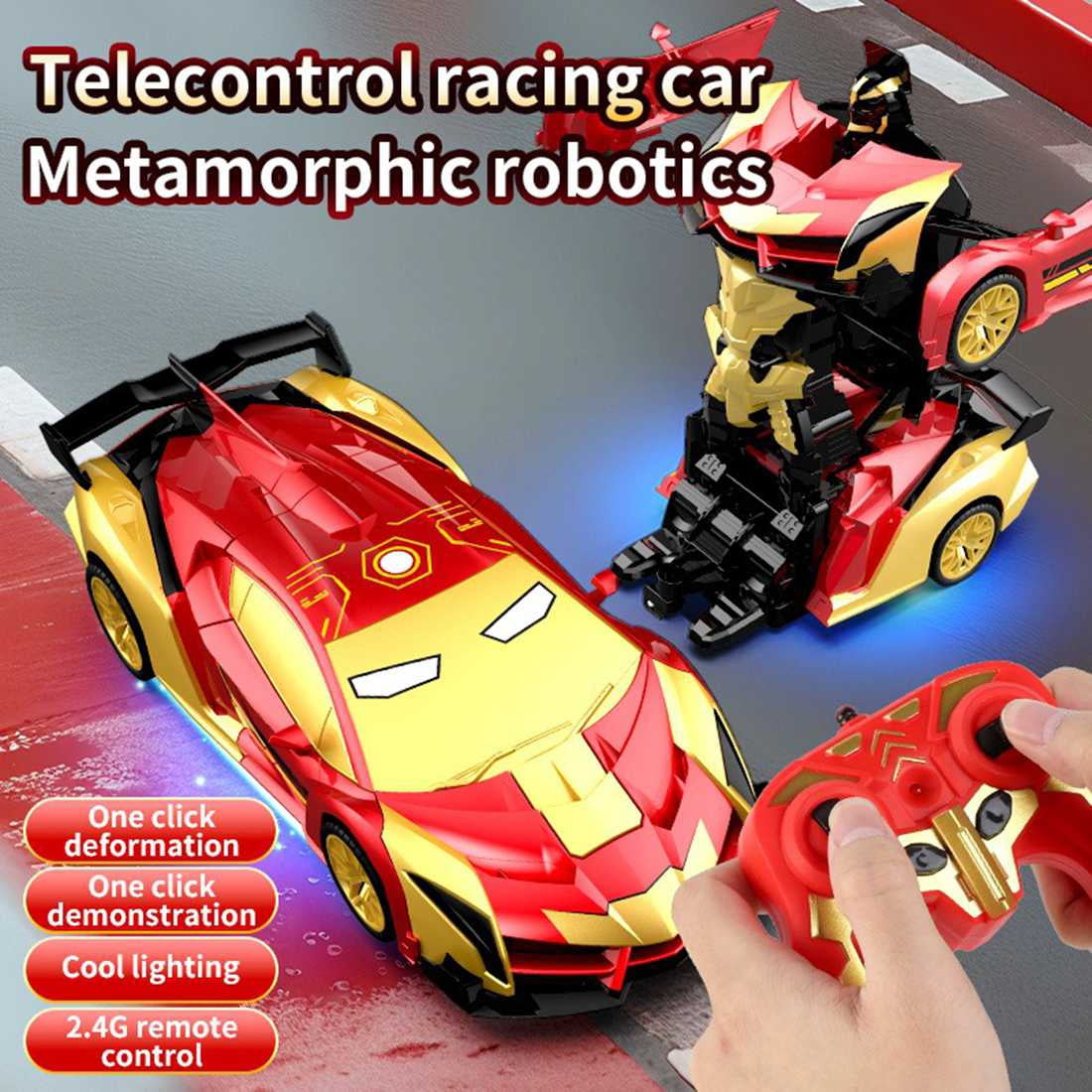 Transforming Remote Control Car Robot, R/C Car Toy, One-Button Deformation, Children's Day Gifts, 1:18 Scale 360°Rotating Drifting, Toys Suitable for Kids Over 3+ Years Old, Educational Toy, Birthday