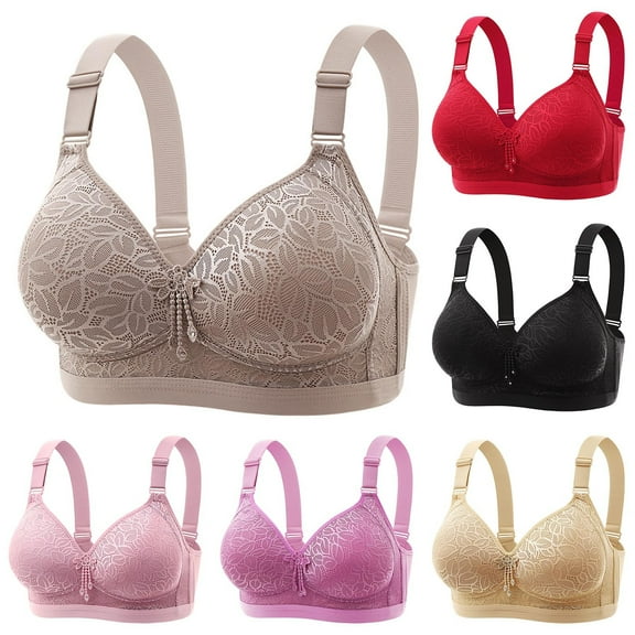 Hrsba Womens Plus Size Bra,Women's Large Size Lace Fixed Cup Bras,Womens Casual Summer Bra,Womens Bra