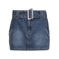 thumbnail image 2 of Wassery Women Jeans Mini Skirts with Sashes E-girl Low Waist Pockets Short Denim Skirts 2000s Aesthetic Fairy Grunge Streetwear, 2 of 9