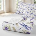 thumbnail image 4 of Erosebridal Elegant Dragonfly Bed Spread Queen,Coastal Daisy Flowers Queen Coverlet Set,White Blue,3pcs,1 Quilt and 2 Pillowcases, 4 of 7