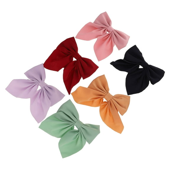 LEORX Women Hair Bow Barrette Polyester Spandex Iron 6Pcs