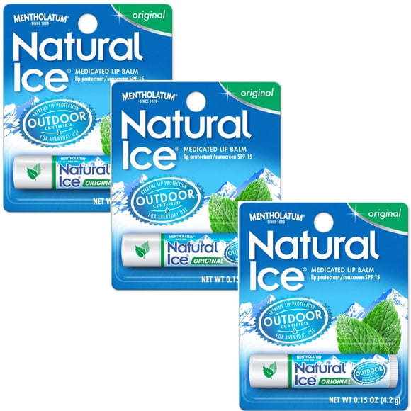 Mentholatum Natural Ice Bálsamo labial original SPF 15 1 cada uno (paquete de 3)