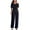 Black, variant on Jumpsuit for Women Elegant One Line Neck Short Sleeve Romper Elastic Waist Wide Leg One-Piece Bodysuit Dressy Overall