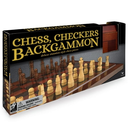 Wooden Chess, Checkers, and Backgammon Game Set