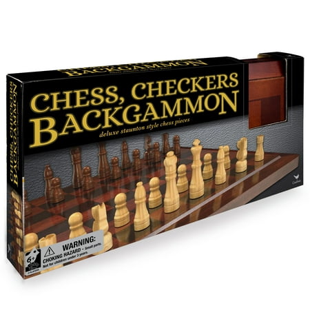 - Wooden Chess, Checkers, and Backgammon Game Set