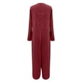 thumbnail image 4 of Usmixi Jumpsuits for Women Plus Size Fashion Loose Wide Leg Lightweight Cotton Linen Baggy Maxi Jumpsuits Overalls Summer Formal Solid V-Neck Short Sleeve Long Rompers Red xxl, 4 of 4