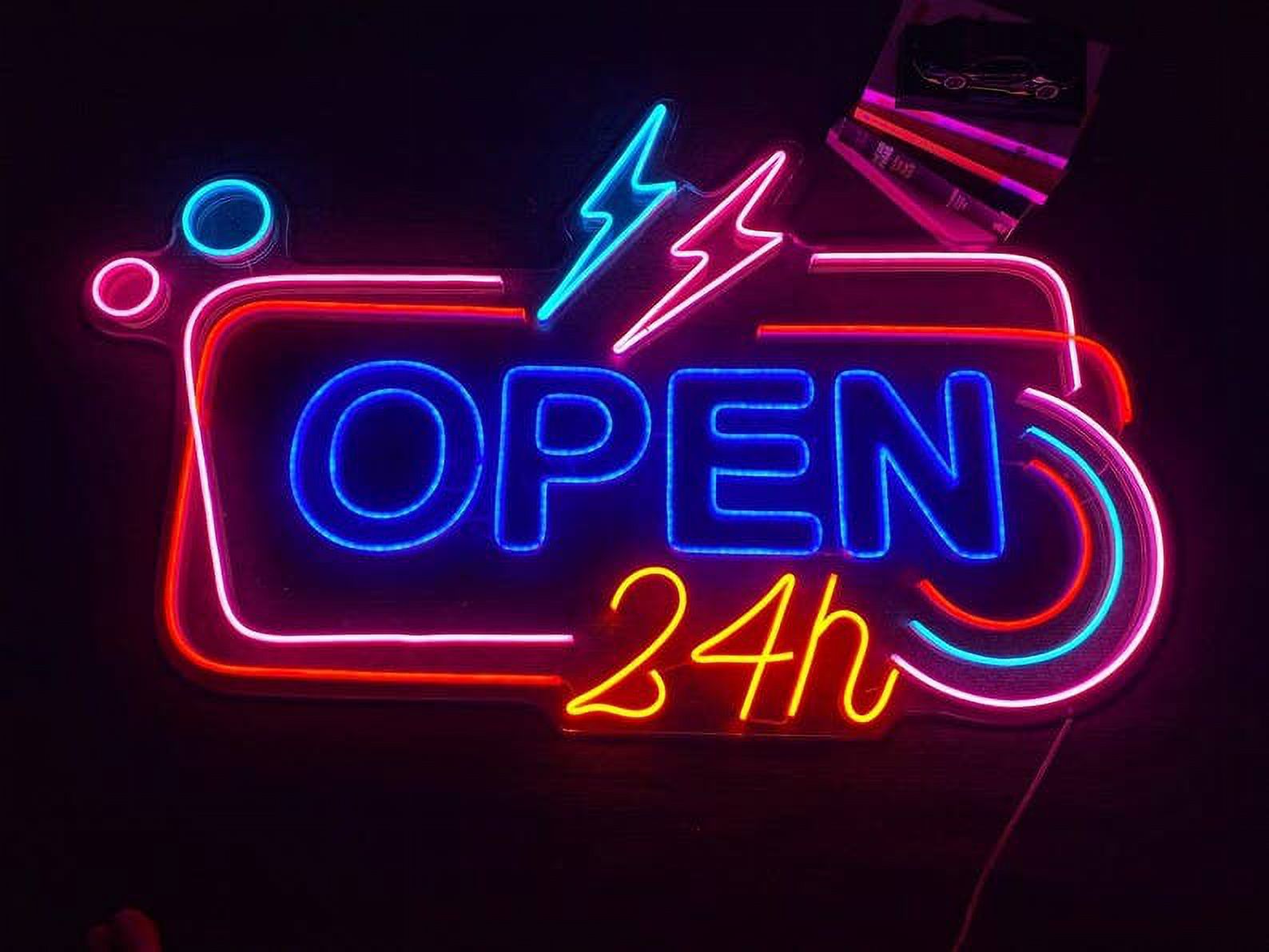 Glowneon Open 24h Neon Signs, Open Sign, Led Lights