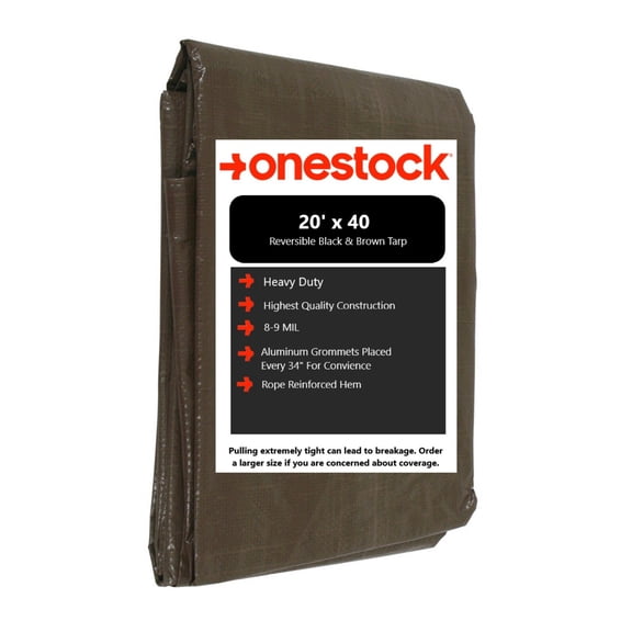 20x40 Foot Multipurpose Waterproof Brown Poly Tarp Tarpaulin Cover With Grommets