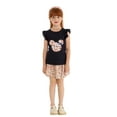 thumbnail image 2 of LittleSpring Toddler Girls 2-Piece Floral Cartoon Mouse T-Shirt and A-Line Skirt Set, 5T, 2 of 6