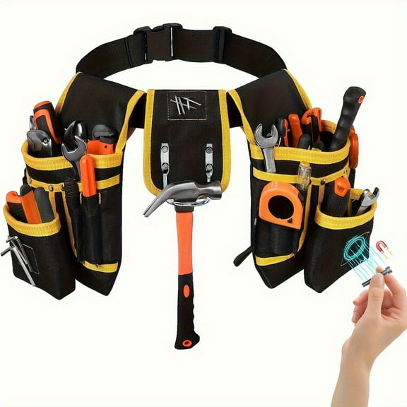 Tool Belt, Heavy Duty Magnetic Tool Pouch Bag, Detachable Tool Bags for Electrician, Carpenter, Construction ,Tool Pouch with 26 Pockets for Men