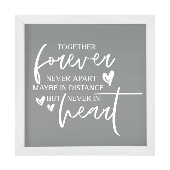 LifeSong Milestones 7x7 Modern Inspirational Framed Shadow Box for Wall Decoration - Together Forever Never Apart (Heart) (Ivory)