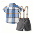 thumbnail image 4 of Sibling Matching Girl Gingham Dress Family Wedding Kids Sleeveless Bow Dress Matching Boy Suspender Shorts Outfit Sets, 4 of 8