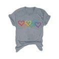 thumbnail image 4 of DondPO Women's T-Shirts Women's Rainbow Color Heart Casual Summer Short Sleeve Crew Neck Tee Shirts for Women Womens tops Gray 3XL, 4 of 4