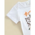 thumbnail image 6 of 3Pcs Baby Girls Halloween Outfits Sets Short-Sleeved Letter Top + PPrinted Shorts Set with Headband, 0-18 Months, 6 of 9