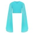 thumbnail image 3 of Haitryli Kids Girls Modern Lyrical Belly Dance Shirts Chiffon Split Flared Sleeves Crop Top for Stage Performance Blue Green 6, 3 of 5
