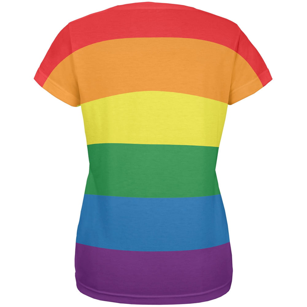 LGBT Rainbow Gay Pride Flag All Over Womens T-Shirt - 2X-Large