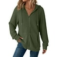 thumbnail image 3 of jtjvou Womens Waffle Knit Zip Up Hoodies 2025 Fall Casual Loose Fit Sweatshirts Lightweight Track Jackets with Pockets Green L, 3 of 10