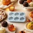 thumbnail image 4 of Blue 6-Cavity Pumpkin Face Silicone Mold - 3 Jack-O'-Lantern Designs, Non-Stick Food-Grade Baking Pan for Halloween Chocolate, Candy, Cake & Soap, 4 of 5