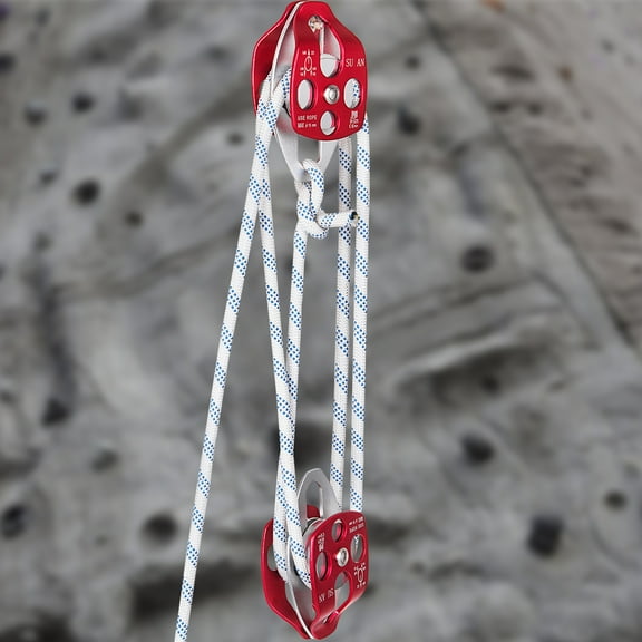 VEVOR Twin Sheave Block and Tackle 7700LBS Pulley 200Ft, 1/2 inch Double Braid Rope