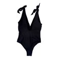 thumbnail image 2 of Traje de Baño Ocean Pacific para Mujer Completo con Nudo en Tirante, Cuello V Negro Talla EG, 2 of 4