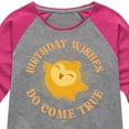 thumbnail image 3 of Disney Wish - Birthday - Wishes Do Come True - Toddler & Youth Girls Raglan Graphic T-Shirt, 3 of 4