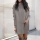 thumbnail image 2 of Vestido de punto de mujer para otoño-invierno: poliéster, cuello redondo, manga larga, informal, 2 of 4