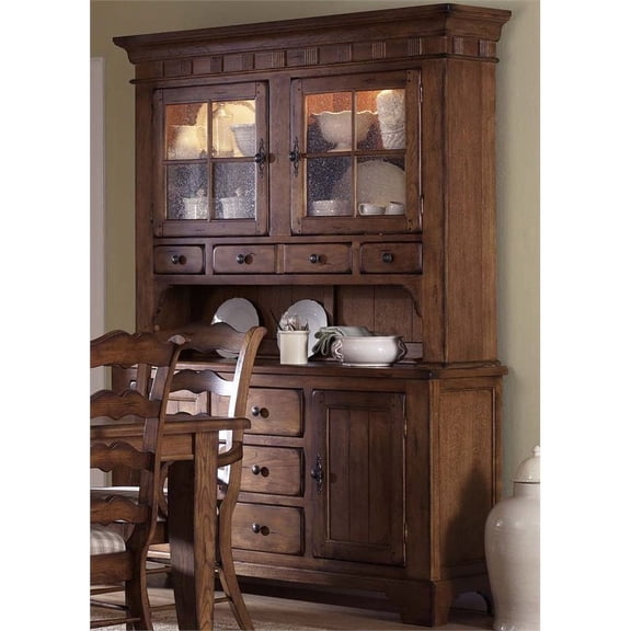 Bowery Hill China Cabinet in Rustic Oak