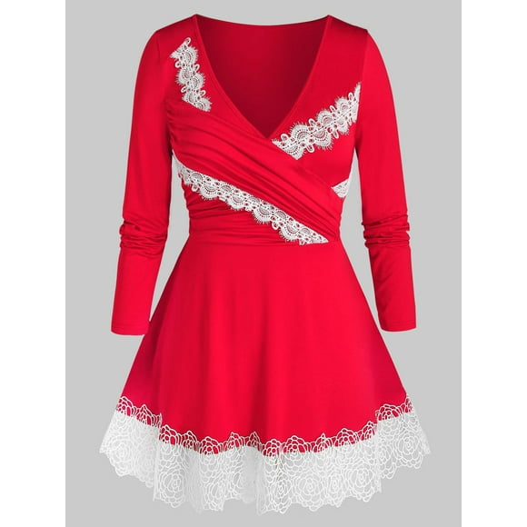 Tallas de encaje de encaje GUIPURE MÁS TAMAÑO TUNE TUNE TUNE Rosegal Mangas largas de talla grande