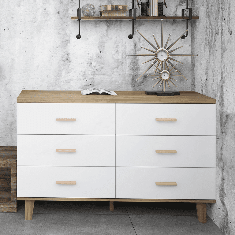 White dresser with sale natural wood top
