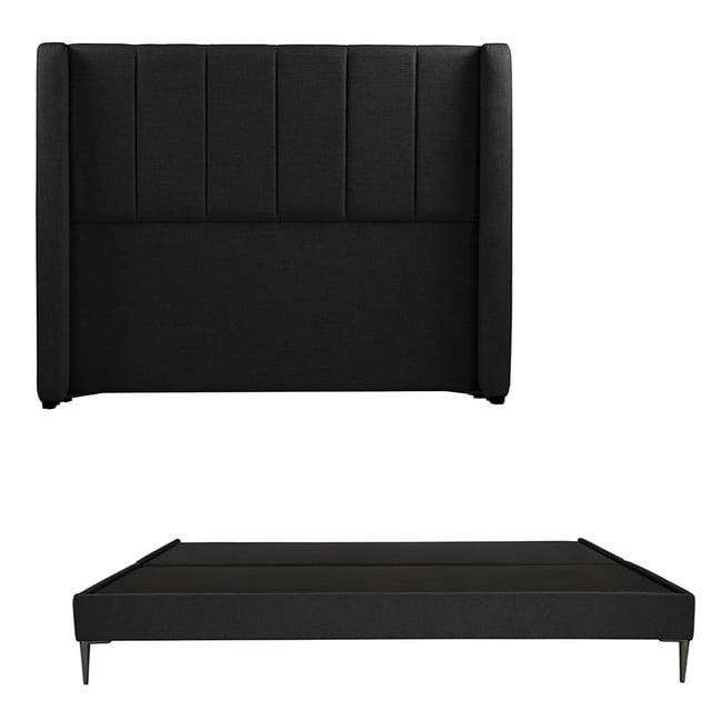 Recámara King Size Foss Negro con Cabecera + Base Cama Slim