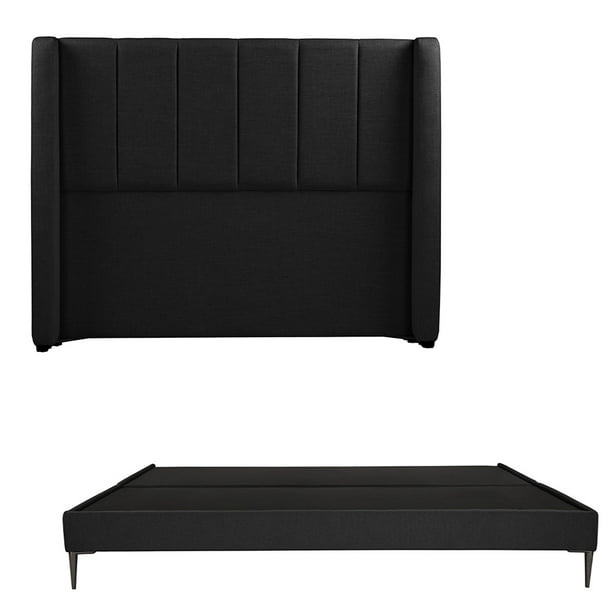 Recámara King Size Foss Negro con Cabecera + Base Cama Slim