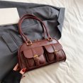 thumbnail image 3 of Mujer Hombro PBag U Cuero Doble Bolsillo Boston Tote Bag Underarm Bag() Rojo, 3 of 7