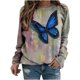 thumbnail image 1 of Camisas informales de manga larga para mujer, sudadera de cuello redondo con estampado de mariposa, jersey de cuello redondo, túnica holgada con estampado de puesta de sol Pompotops gfhjh19760, 1 of 1