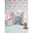 thumbnail image 2 of GreenDecor Pink Birthday Theme Photoshoot Background 5x7ft Flowers Wall White Fireplace Photo Backdrops for 1st Birthday Backgrounds, 2 of 4