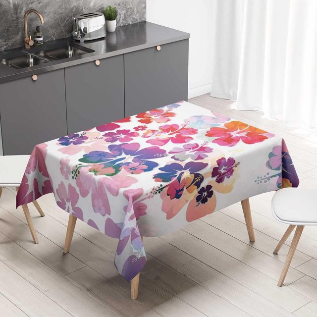 Hawaiian Table Cloths Purple Red Orangepicnic Table Cloth Dust-Proof Wrinkle Resistant 60 X 84 Inch
