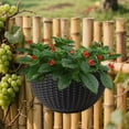 thumbnail image 4 of Yahome Black Imitation Rattan Semicircular Flower Pot Wall Hanging Flowers Planter Plastic Plant Basket Container with Drainage for Indoor Outdoor Home Office Balcony Garden Decor 1 Pcs, 4 of 7