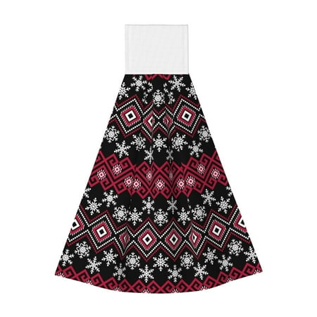 

Zufioo red Minimalist Snowflake Print Coral Fleece Velcro Hand Towel Hangable Absorbent Hand Towel Suitable for Kitchen Bathroom Household Items