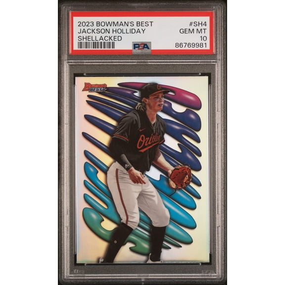 Graded 2023 Topps Bowmans Best Jackson Holliday #SH4 Shellacked Rookie RC Baseball Card PSA 10 Gem Mint
