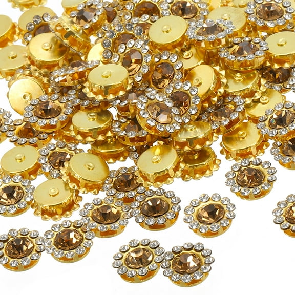 Uxcell 12 mm Sew on Rhinestones, Metal Base Flower Claw Gems Crystals,Brown 100 Pcs