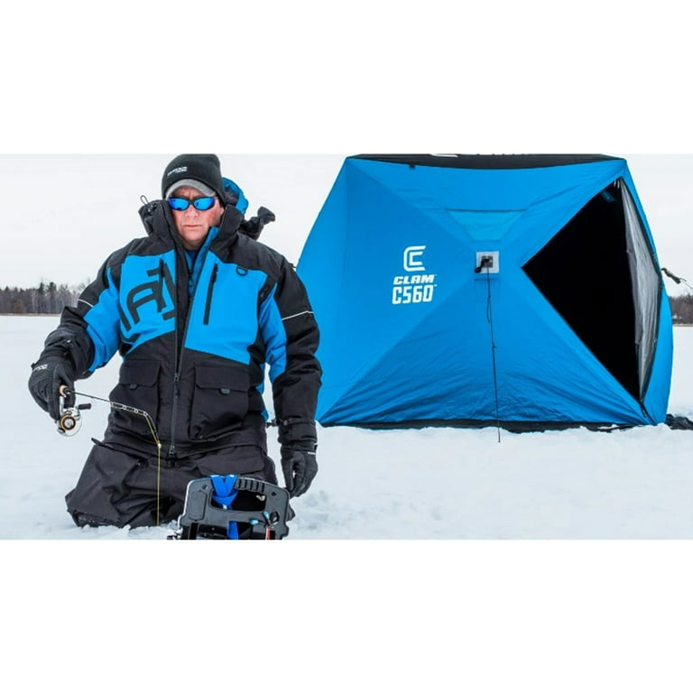 CLAM C-560 Portable 7.5 Foot Pop Up Ice Fishing Thermal Hub Shelter Tent 